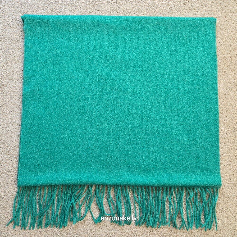 Ann Taylor Cashmere Green Fringed Scarf